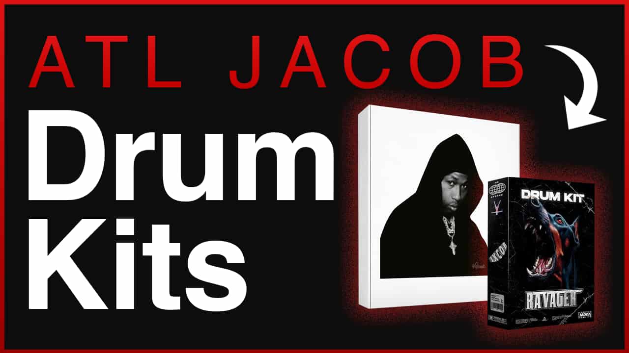 ATL Jacob Drum Kits banner featuring artist portrait and drum kit