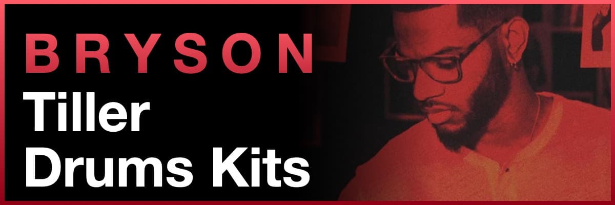 Bryson Tiller Drums Kits banner featuring the artist wearing glasses
