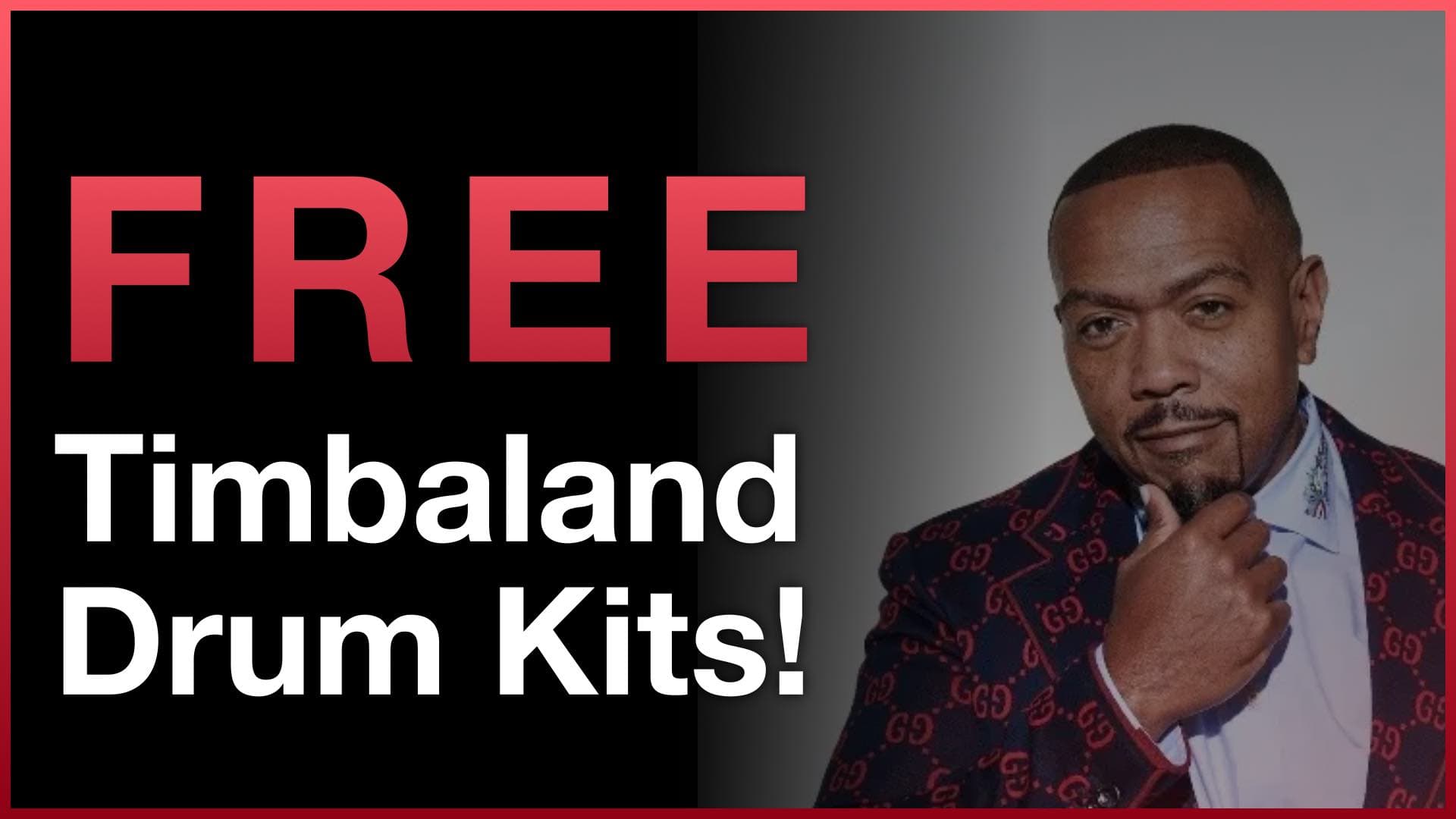 Free Timbaland Drum Kits banner featuring a portrait of the legendary producer