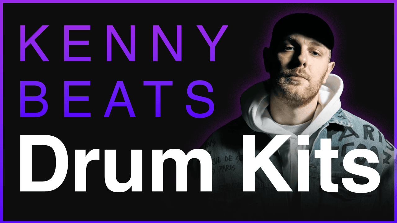 Kenny Beats Drum Kits banner featuring a portrait of the producer
