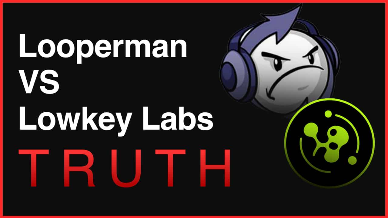 Looperman VS Lowkey Labs Truth banner with logo and character illustrations