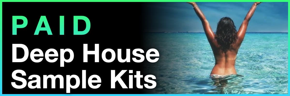 Paid Deep House Sample Kits banner featuring a woman in tropical water