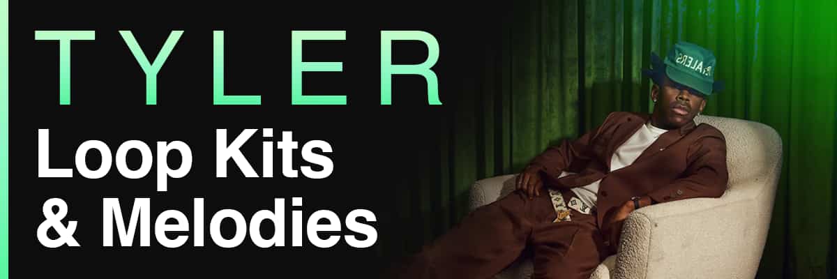 Tyler The Creator Loop Kits and Melodies banner featuring a portrait of Tyler, The Creator